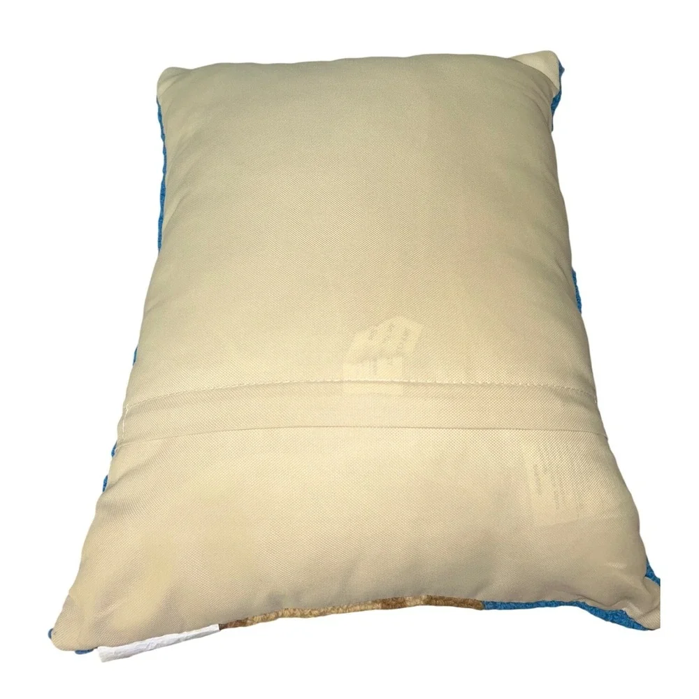 All Is Calm &‎ Bright Lab Star Hooked Wool Throw Pillow Blue 14x18 Dog Decor